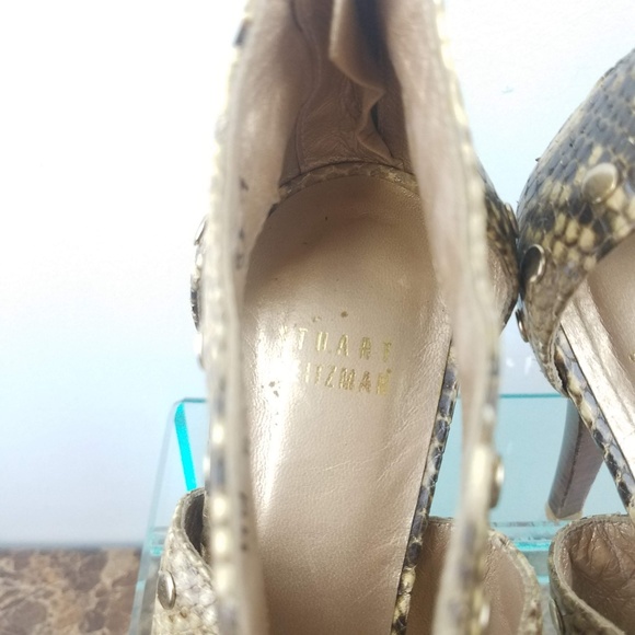 Stuart Weitzman Snake Stiletto T-Strap Pumps 6.5M - Picture 5 of 8